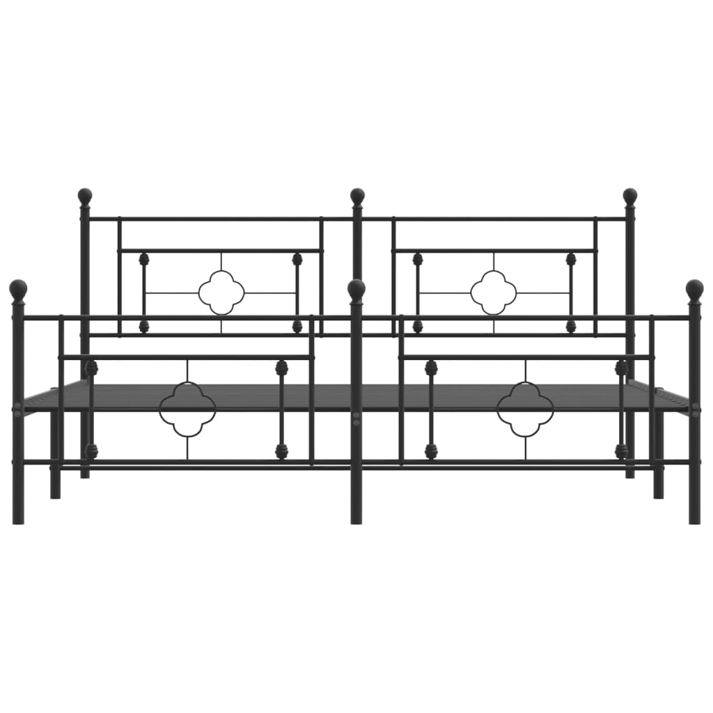 vidaXL Cadre de lit métal sans matelas avec pied de lit noir 180x200cm