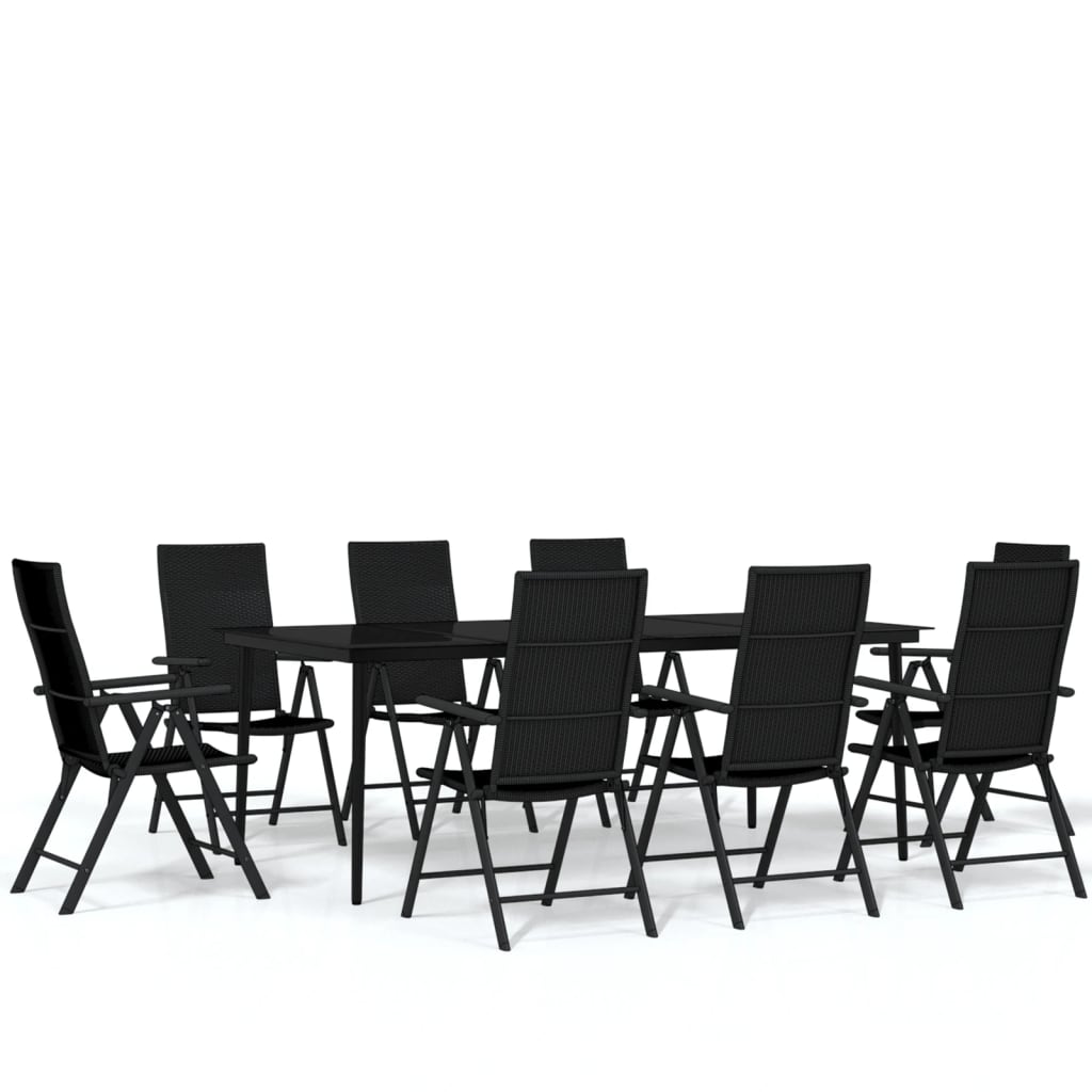 vidaXL Ensemble à manger de jardin 9 pcs Noir