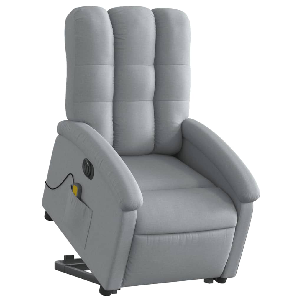 vidaXL Fauteuil inclinable de massage électrique Gris clair Tissu