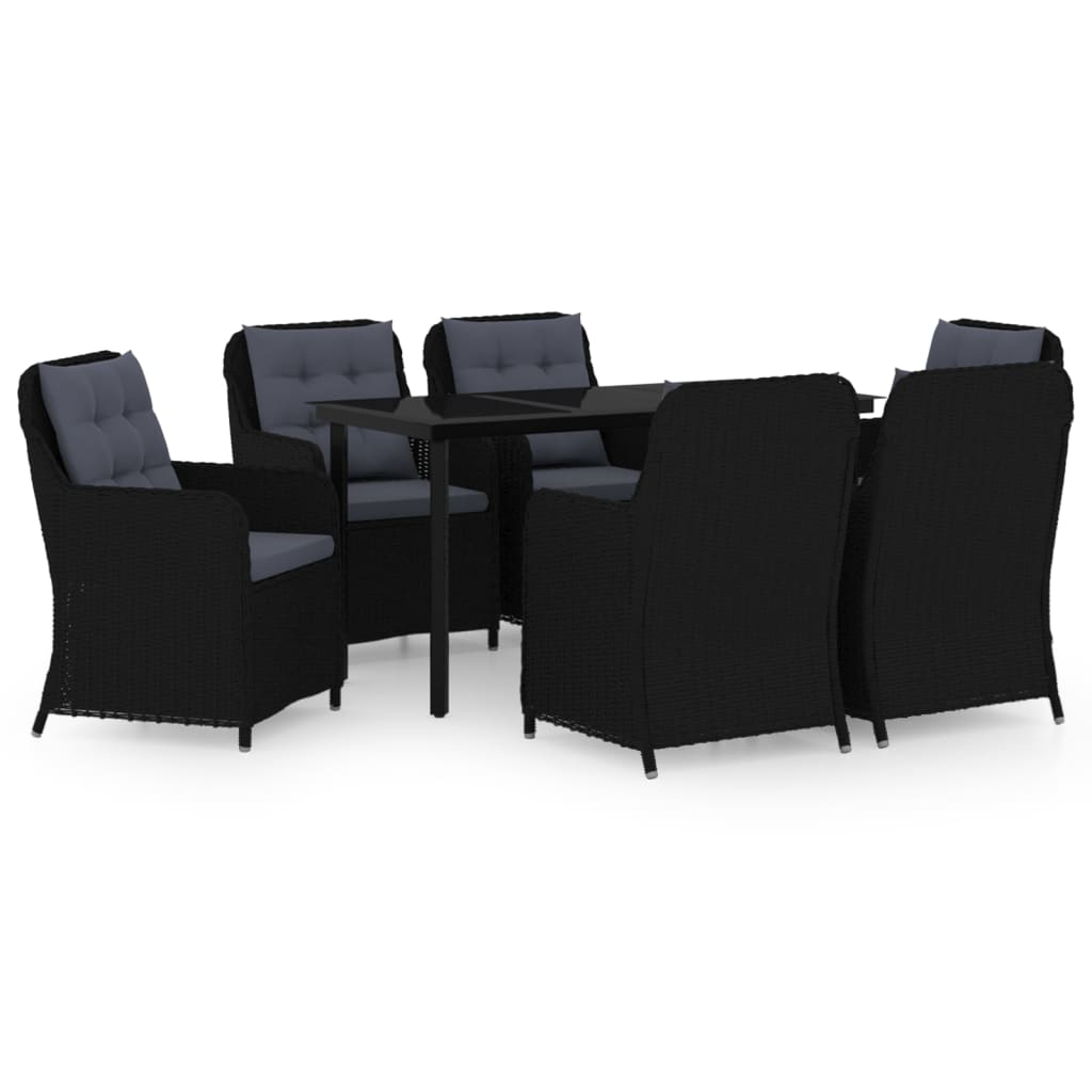 vidaXL Ensemble à manger de jardin 7 pcs Noir