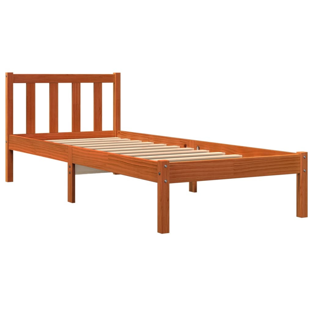 vidaXL Cadre de lit cire marron 90x190 cm bois de pin massif