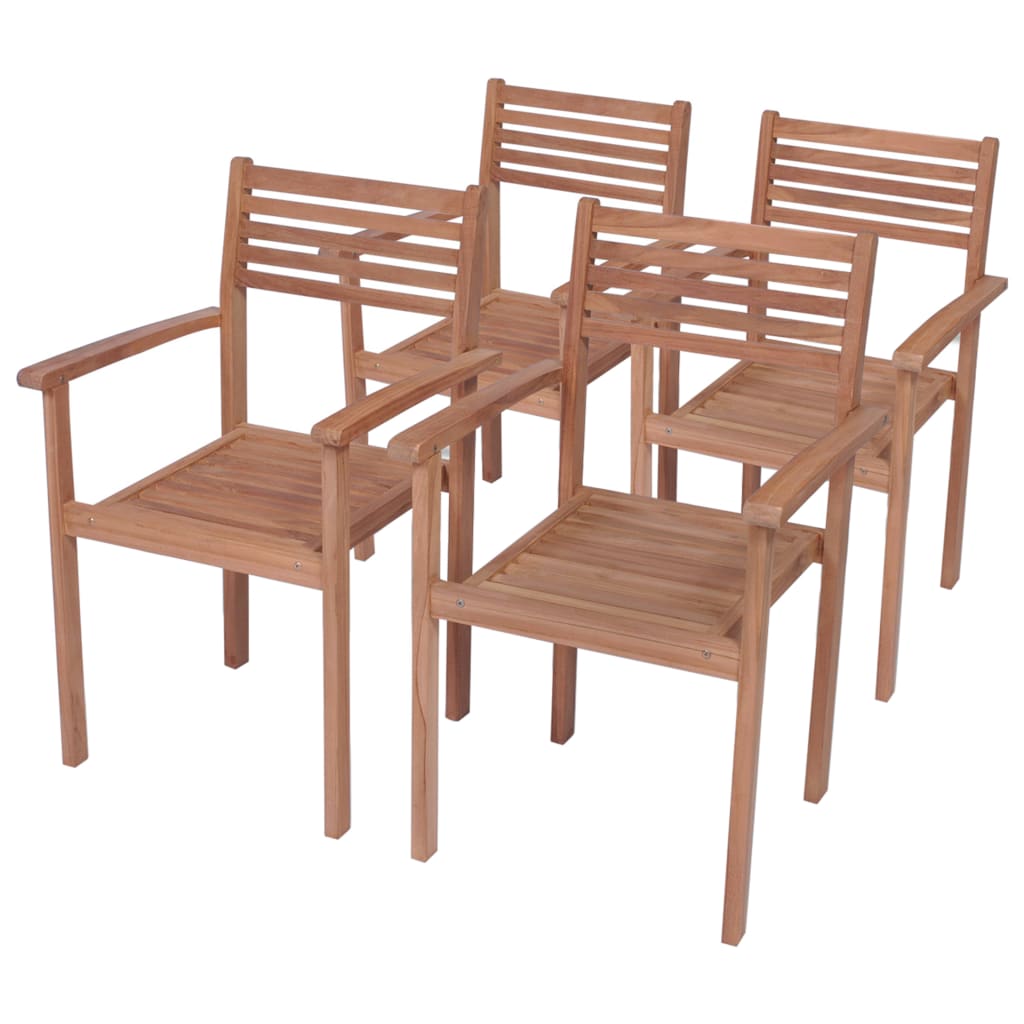 vidaXL Chaises de jardin lot de 4 et coussins beige bois teck solide