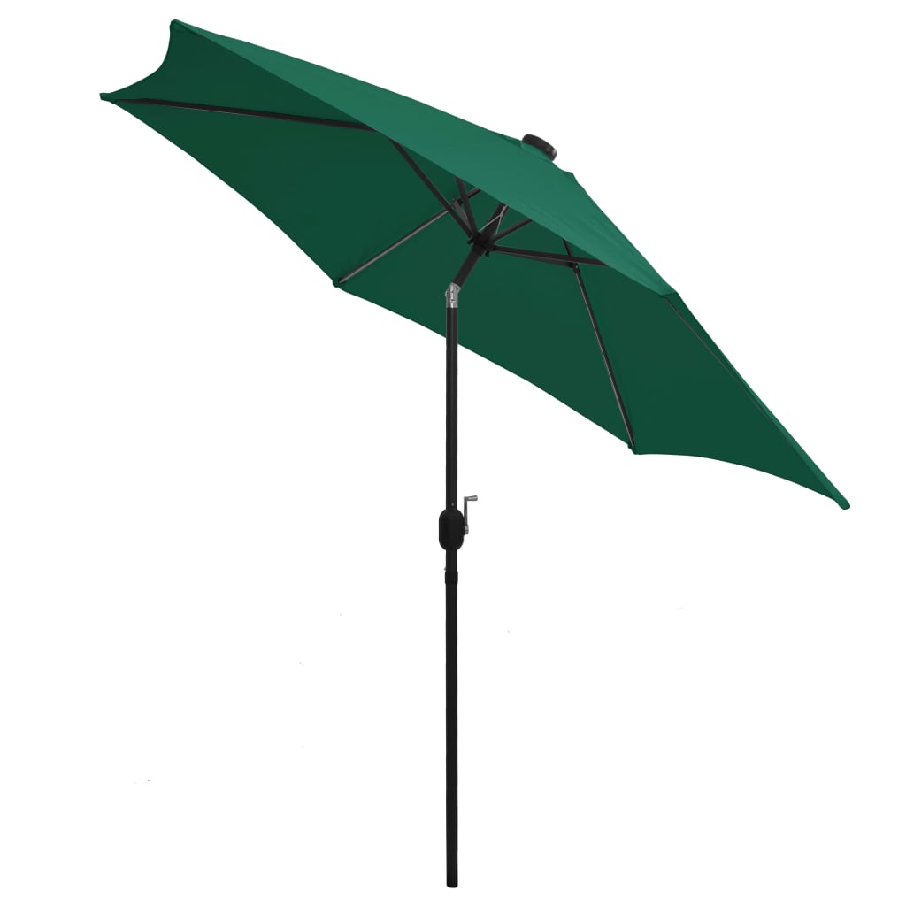 vidaXL Parasol de jardin avec lumières LED et mât en aluminium vert