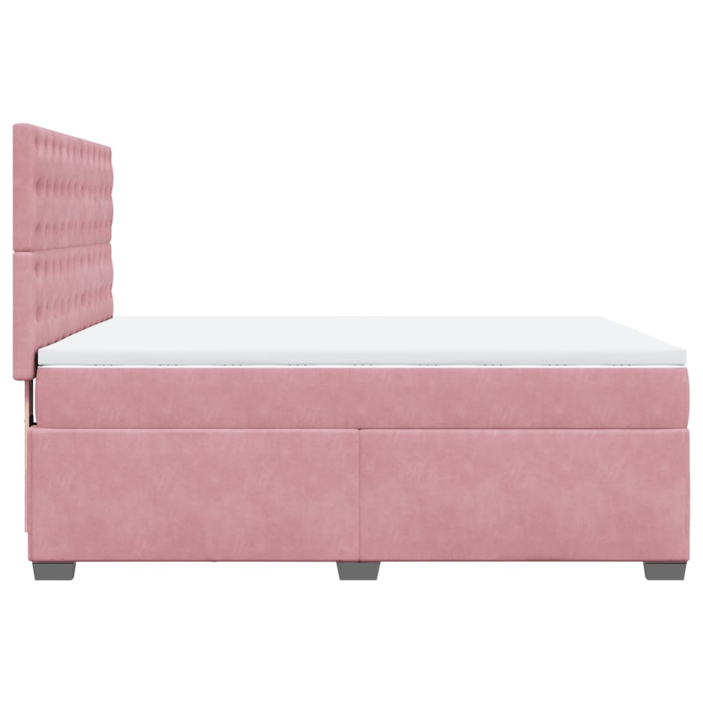 vidaXL Sommier à lattes de lit avec matelas Rose 140x200 cm Velours