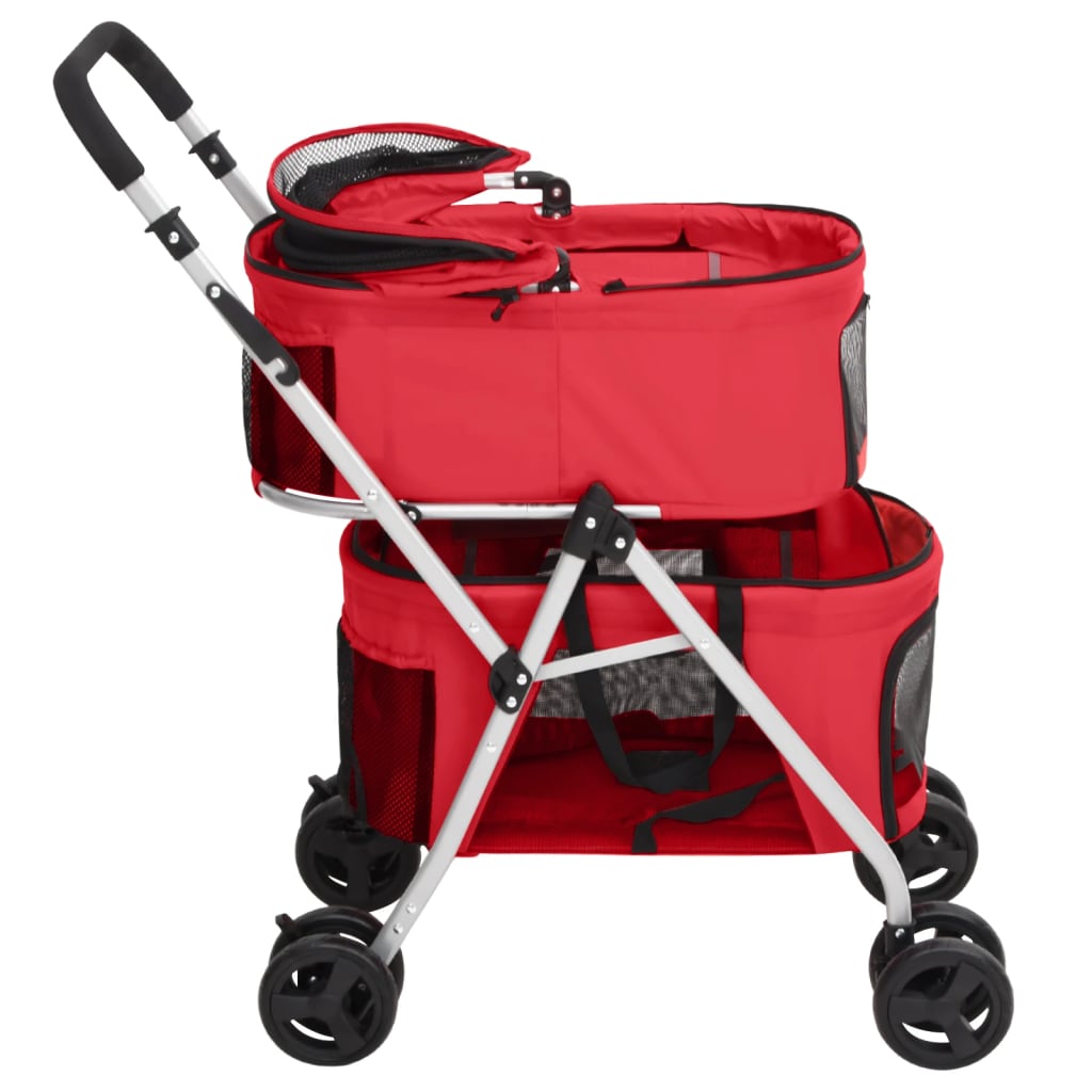 vidaXL Poussette pour chien pliante à 2 niveaux Rouge 83x48x97 cm