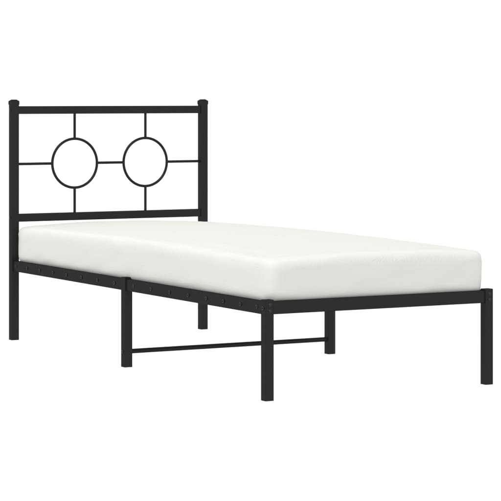 vidaXL Cadre de lit métal sans matelas avec tête de lit noir 80x200 cm