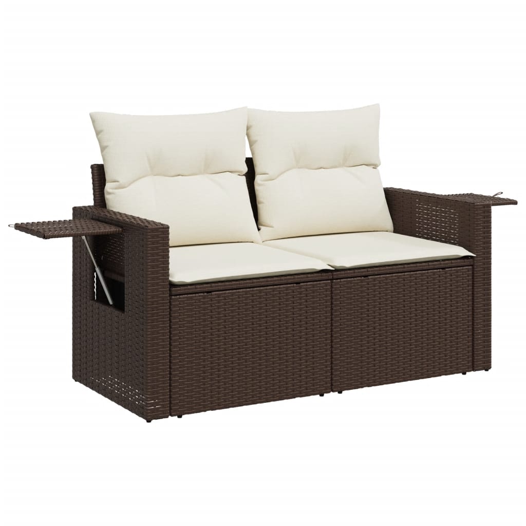 vidaXL Salon de jardin avec coussins 9 pcs marron résine tressée