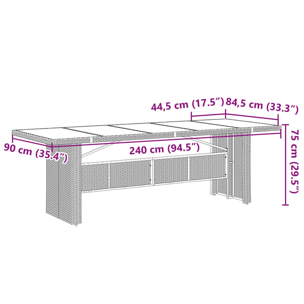 vidaXL Ensemble à manger de jardin 9pcs coussins noir résine tressée