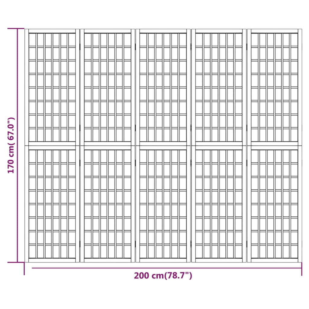 vidaXL Cloison de séparation pliable 5 panneaux 200x170 cm Noir