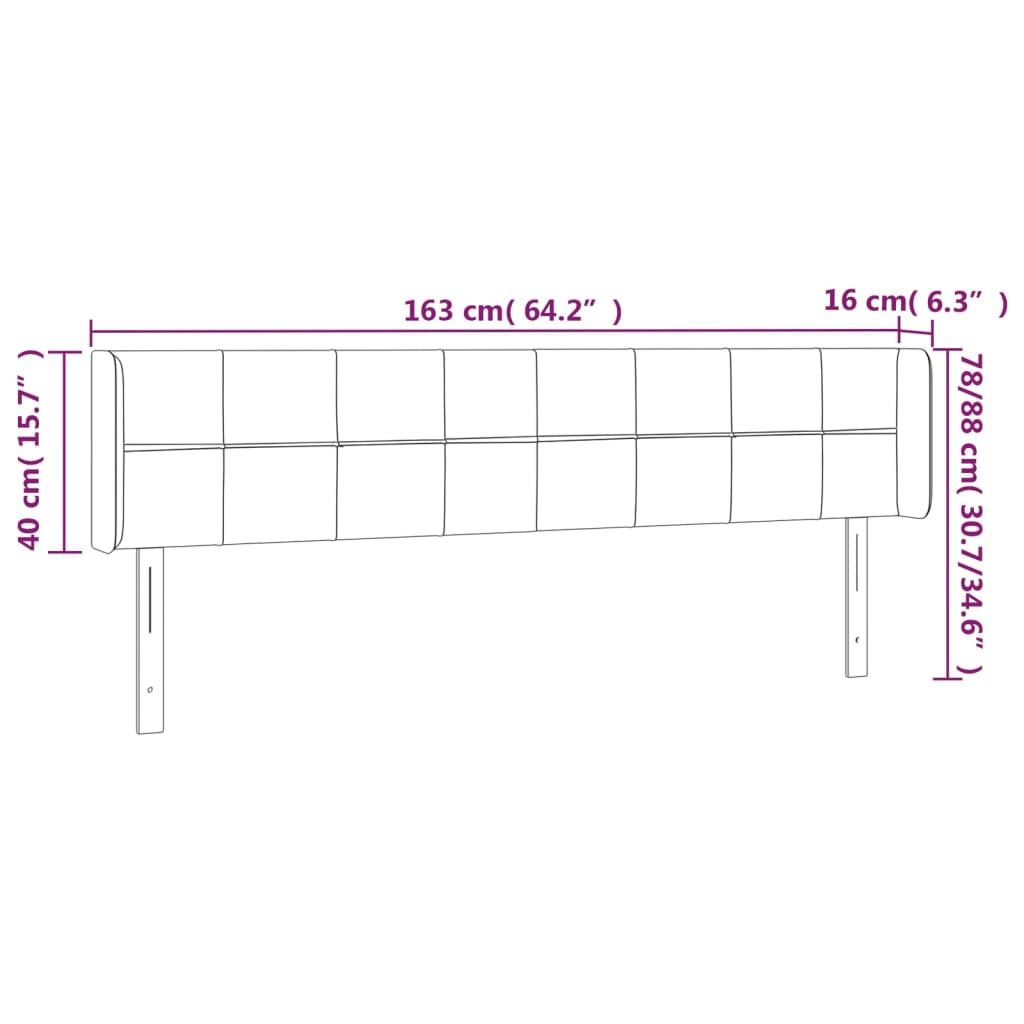 vidaXL Tête de lit à LED Crème 163x16x78/88 cm Tissu