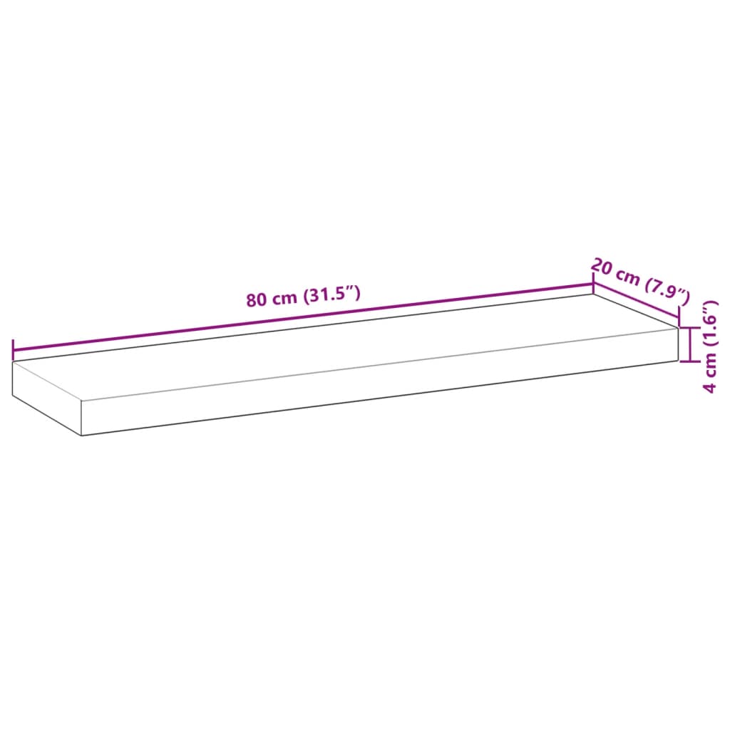 vidaXL Dessus de table 80x20x4 cm rectangulaire bois massif d'acacia