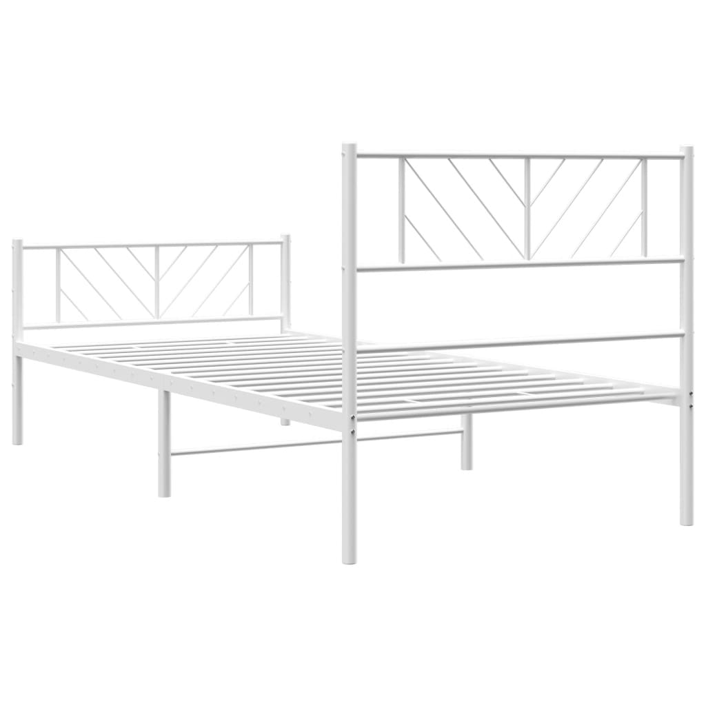 vidaXL Cadre de lit métal sans matelas et pied de lit blanc 100x190 cm