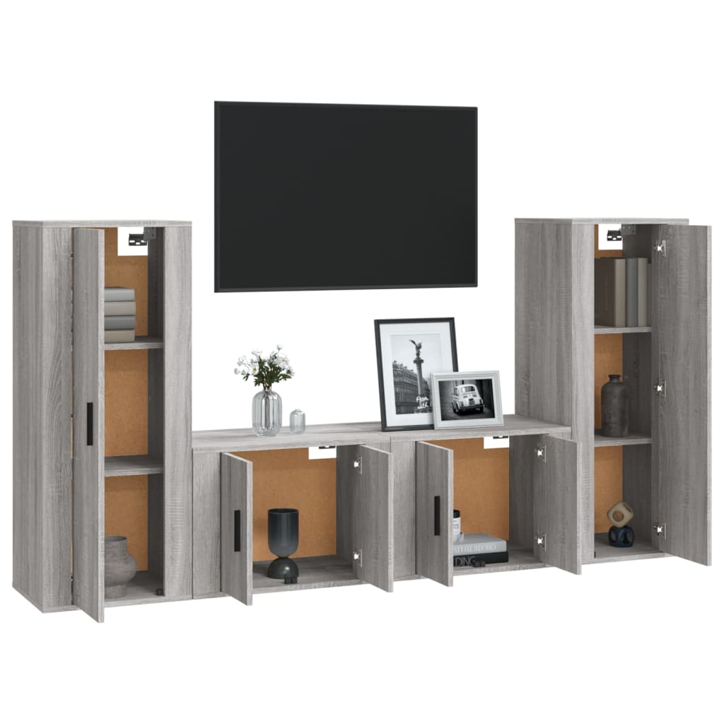 vidaXL Ensemble de meubles TV 4 pcs Sonoma gris Bois d'ingénierie