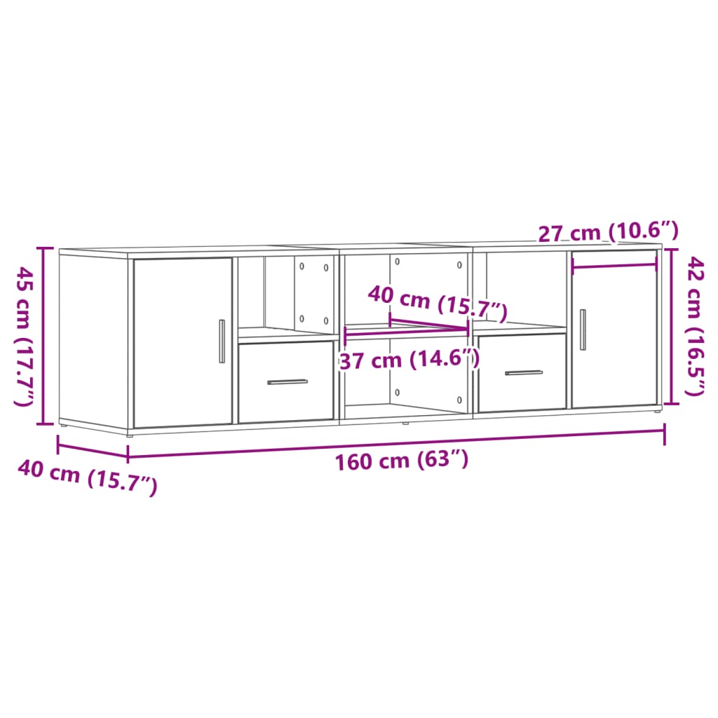 vidaXL Armoire d'angle chêne fumé 160x40x45 cm bois d'ingénierie