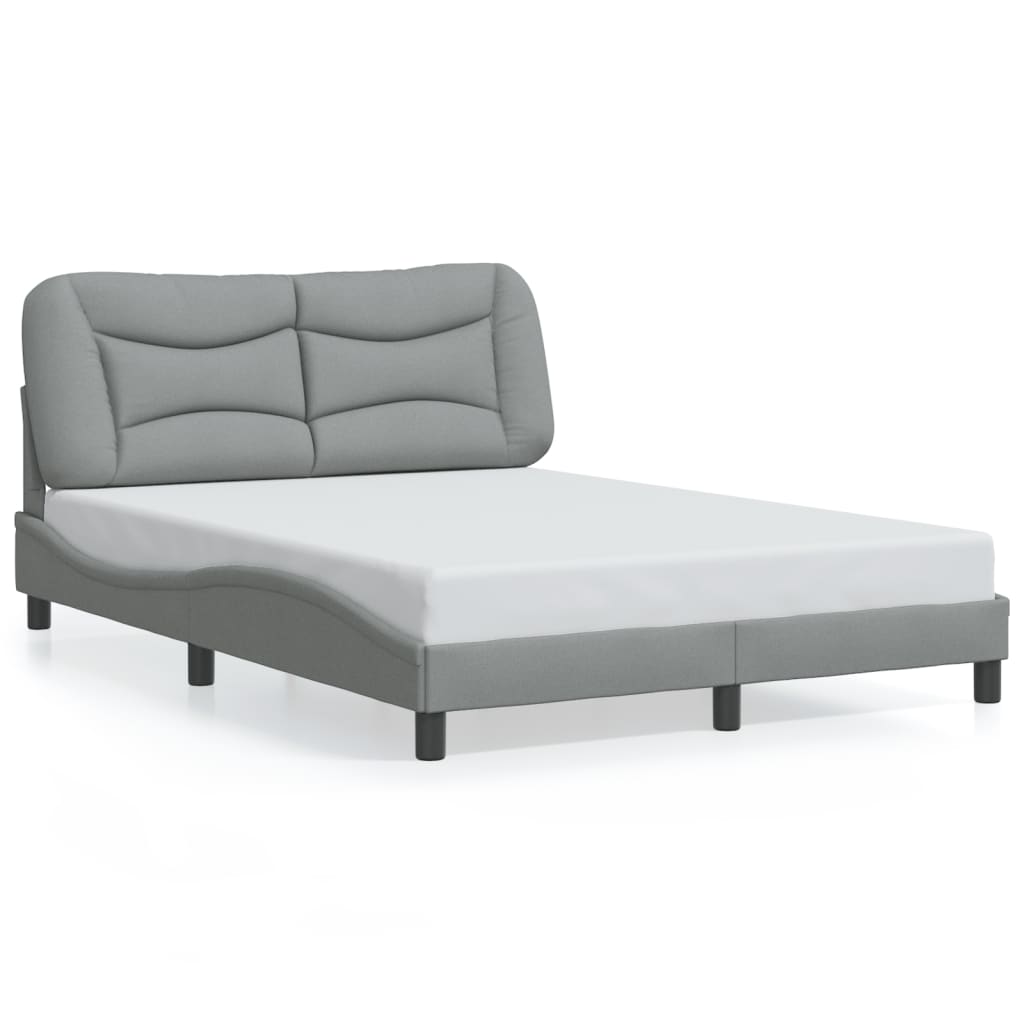 vidaXL Cadre de lit avec lumières LED gris clair 140x190 cm tissu