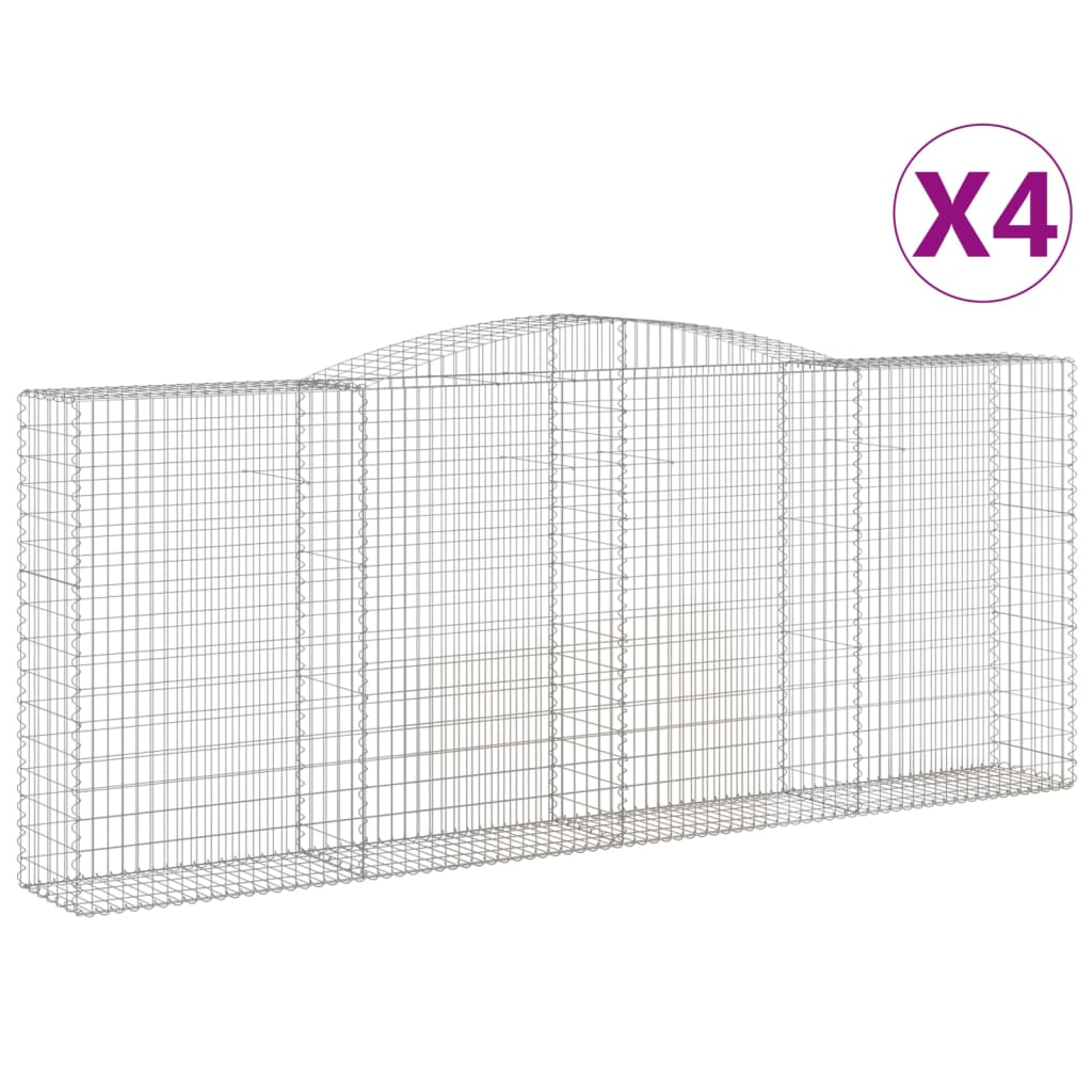 vidaXL Paniers à gabions arqués 4 pcs 400x50x160/180 cm fer galvanisé