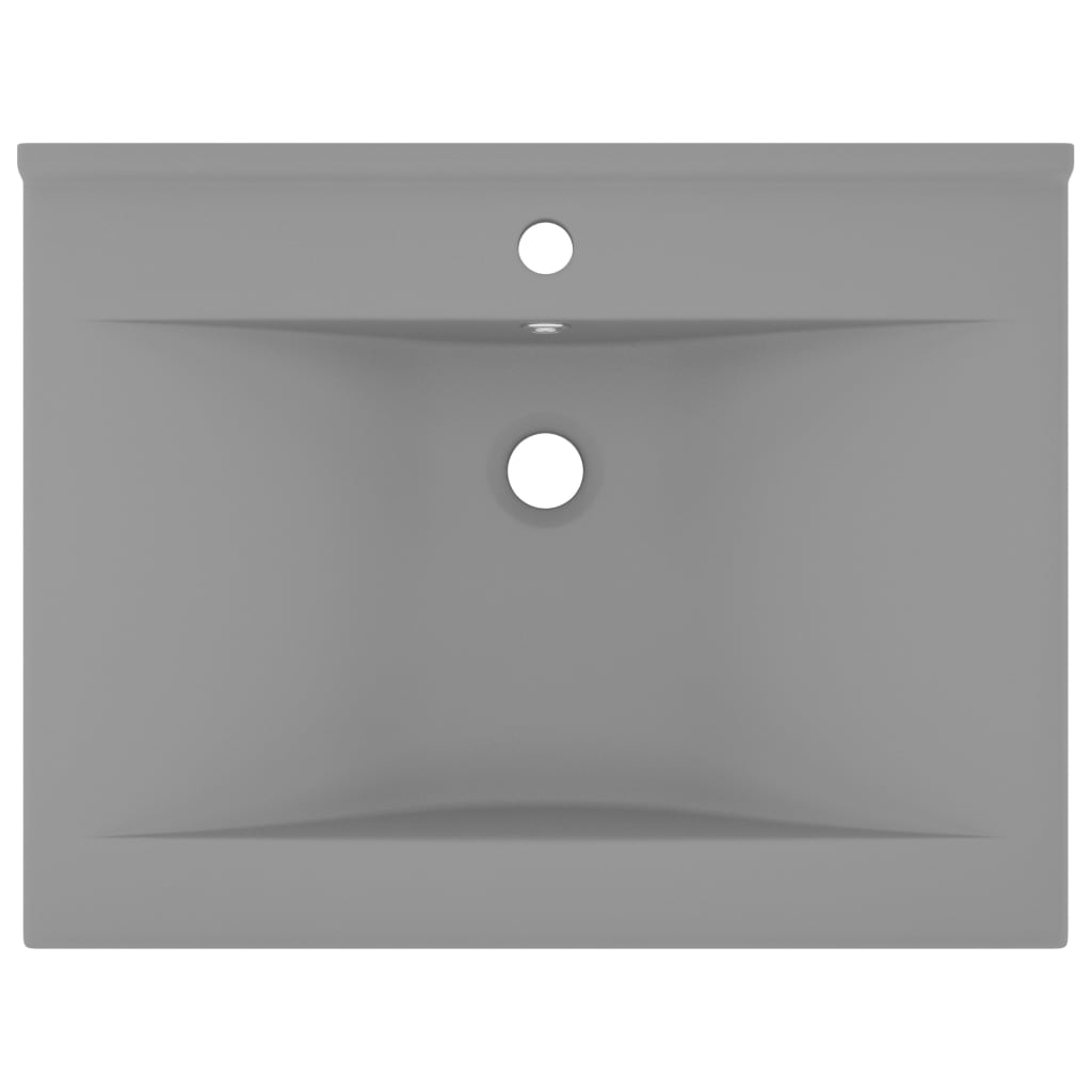 vidaXL Lavabo avec trou de robinet Gris clair mat 60x46 cm Céramique