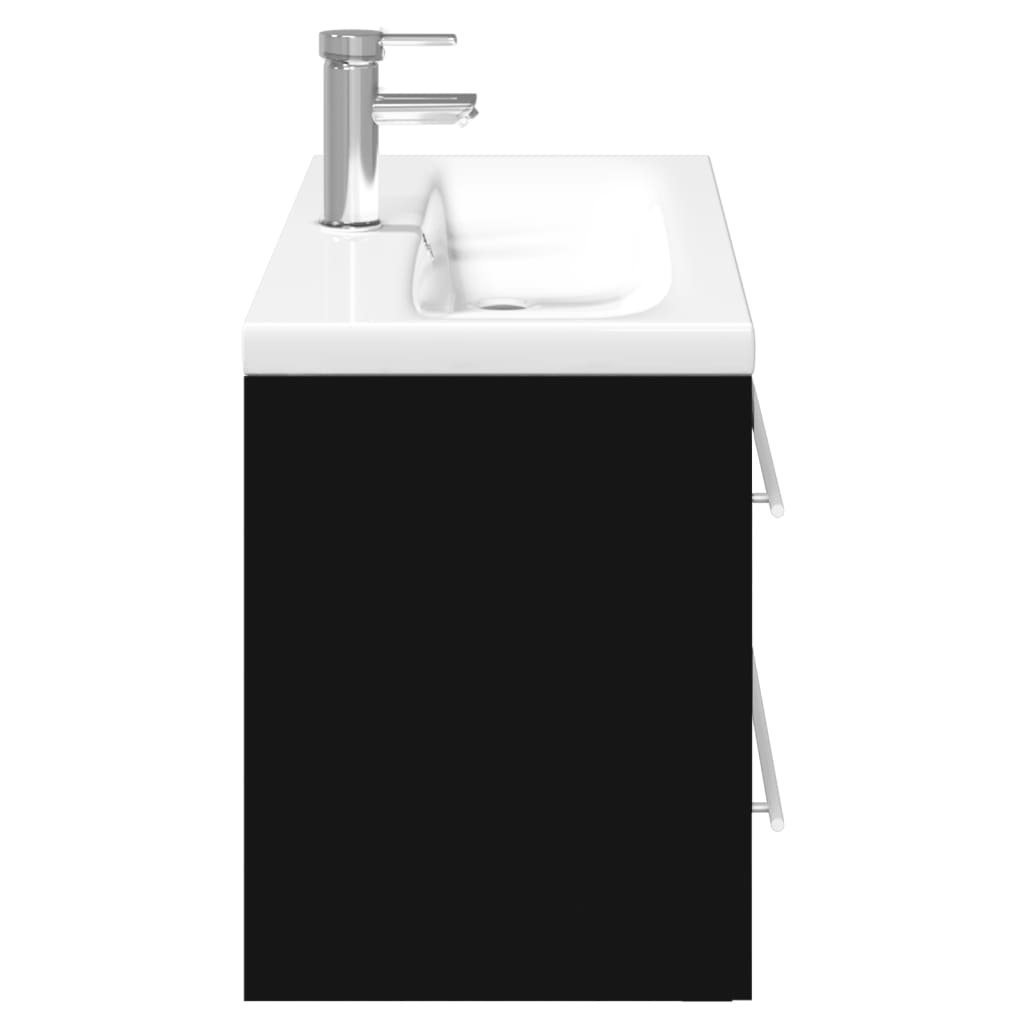 vidaXL Armoire lavabo de salle de bain avec bassin intégré noir