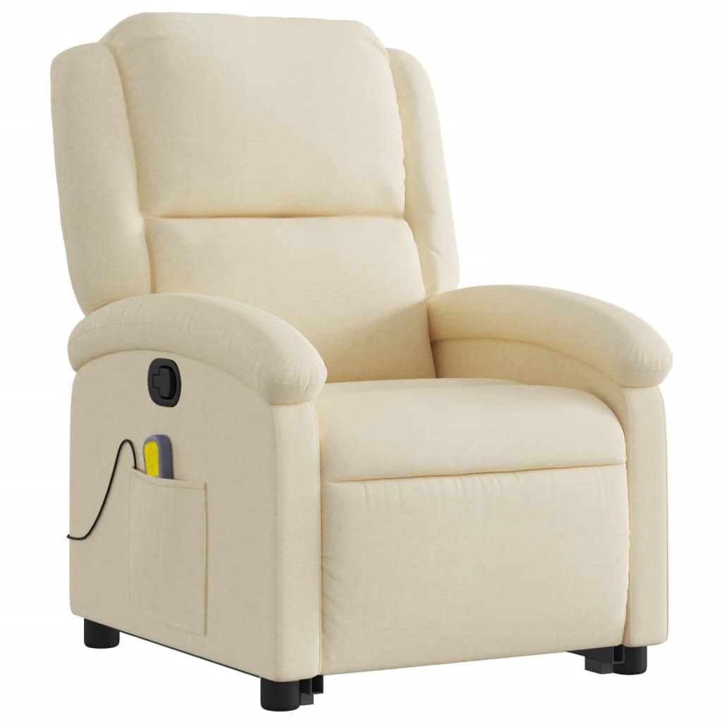 vidaXL Fauteuil inclinable de massage Crème Tissu