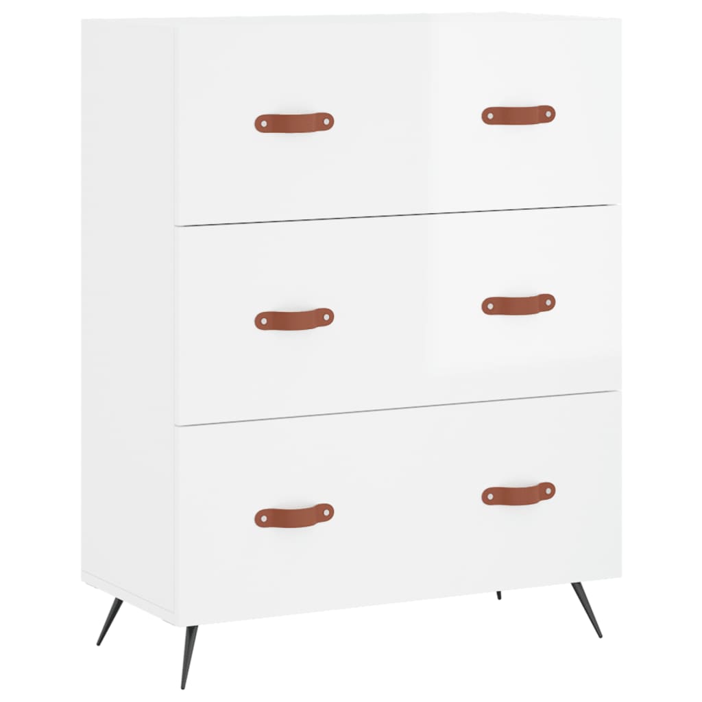 vidaXL Buffet haut Blanc brillant 69,5x34x180 cm Bois d'ingénierie