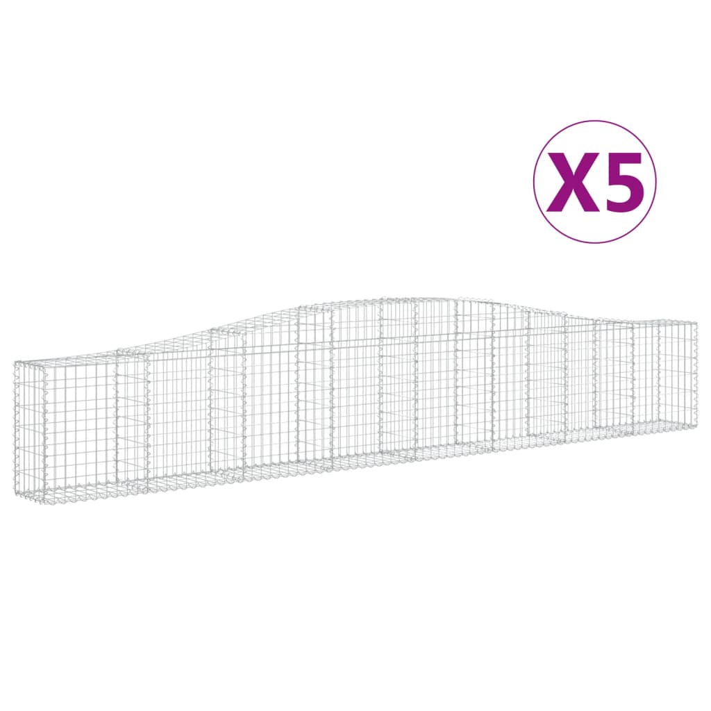 vidaXL Paniers à gabions arqués 5 pcs 400x30x60/80 cm Fer galvanisé