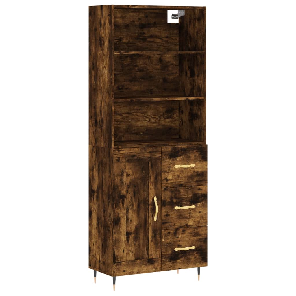 vidaXL Buffet haut Chêne fumé 69,5x34x180 cm Bois d'ingénierie