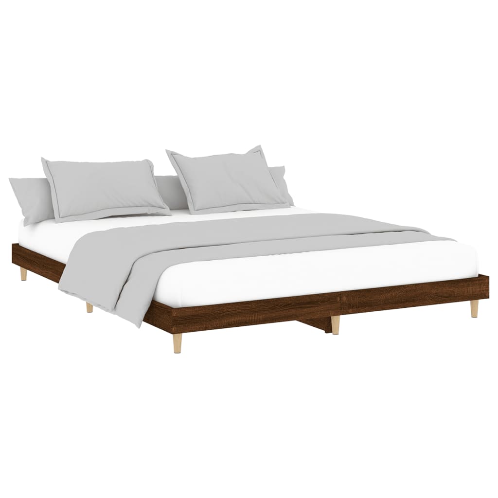 vidaXL Cadre de lit chêne marron 200x200 cm bois d'ingénierie