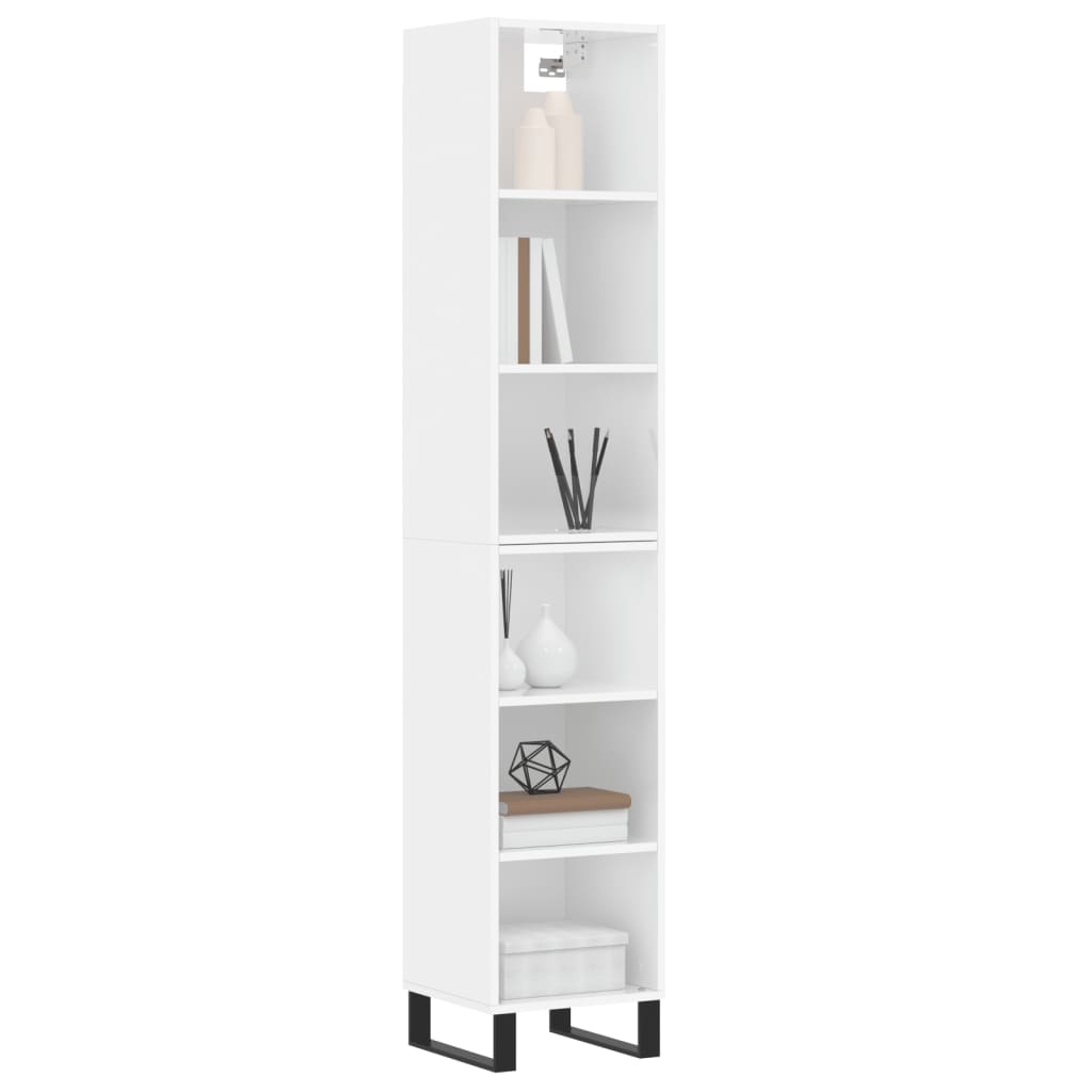 vidaXL Buffet haut Blanc brillant 34,5x32,5x180 cm Bois d'ingénierie