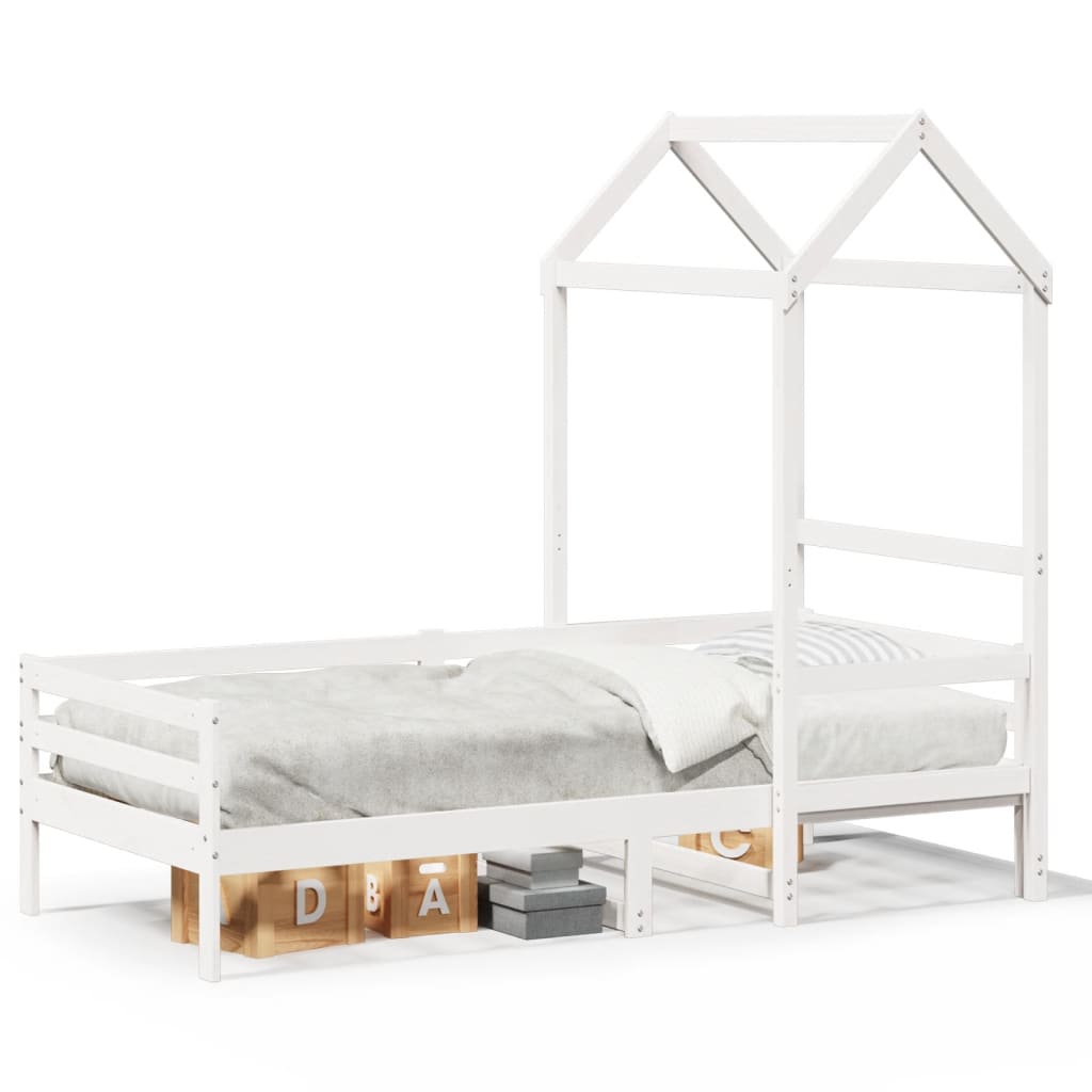 vidaXL Lit de jour avec toit sans matelas blanc 90x200 cm bois massif