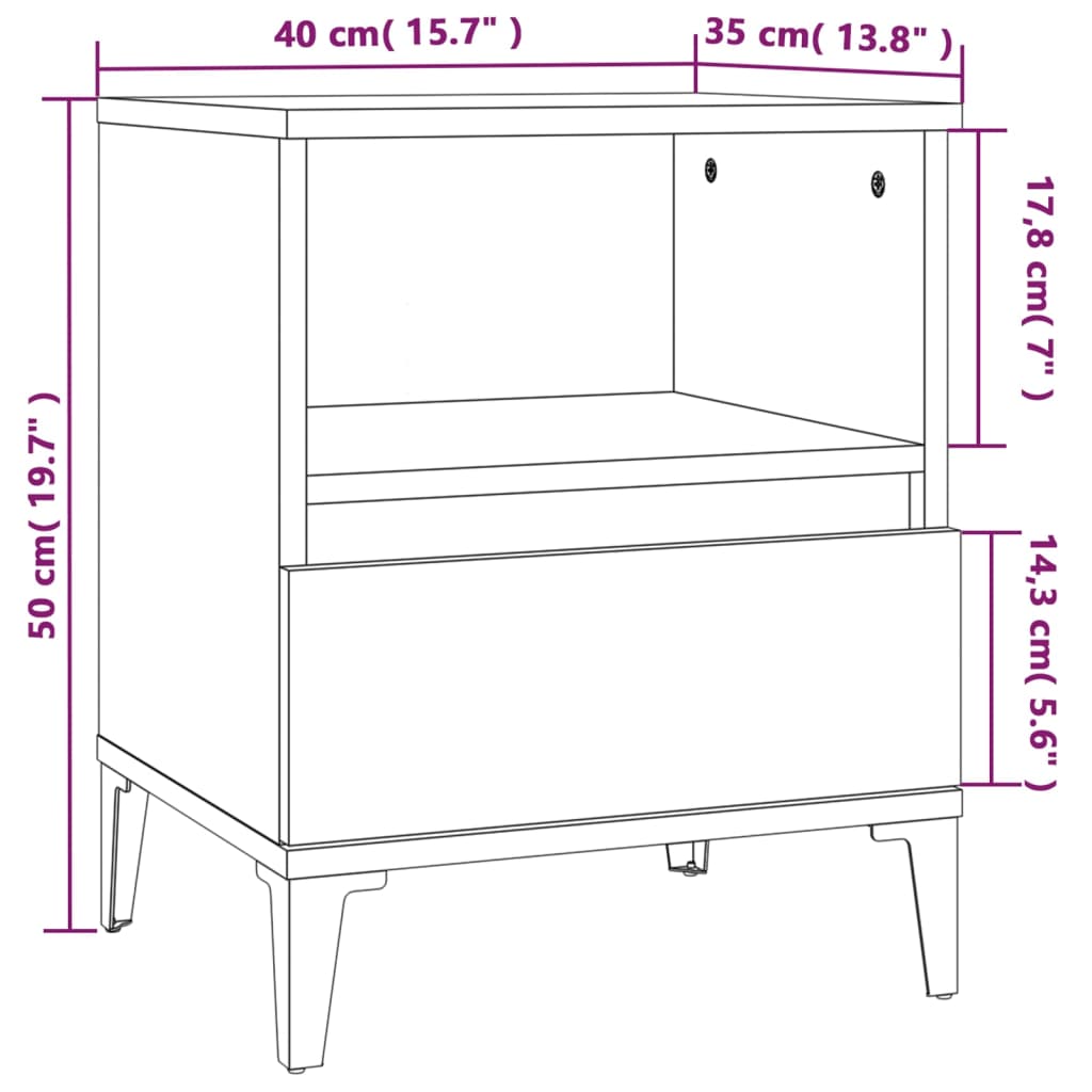 vidaXL Tables de chevet 2 pcs Blanc brillant 40x35x50 cm