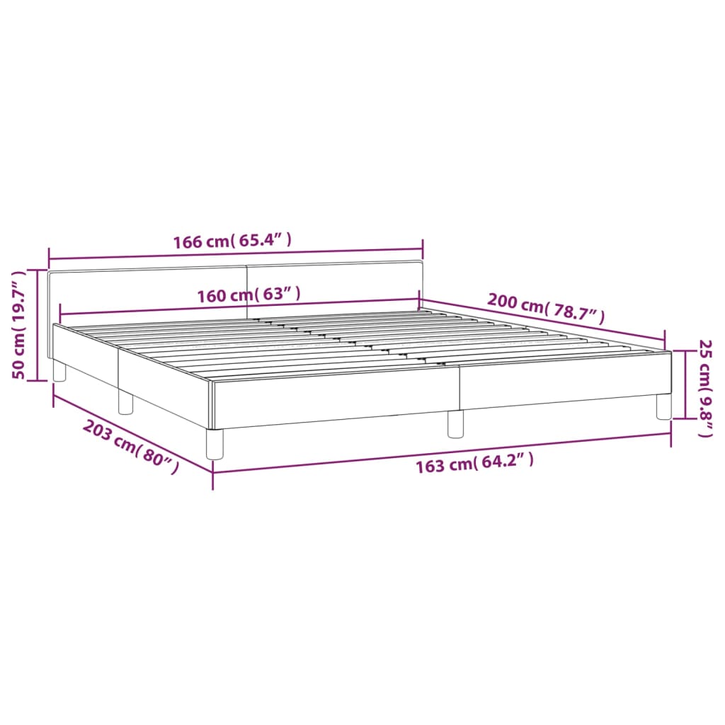 vidaXL Cadre de lit sans matelas marron foncé 160x200 cm tissu