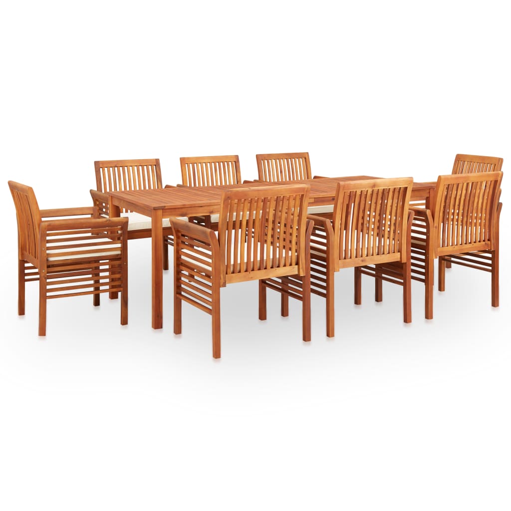 vidaXL Mobilier à dîner d'extérieur 9 pcs et coussins Acacia solide