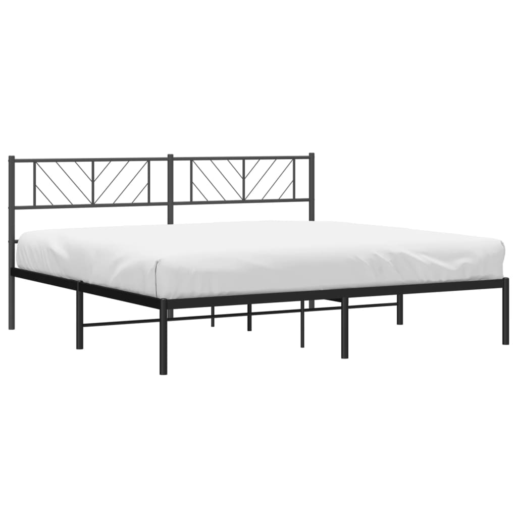 vidaXL Cadre de lit métal sans matelas avec tête de lit noir 200x200cm