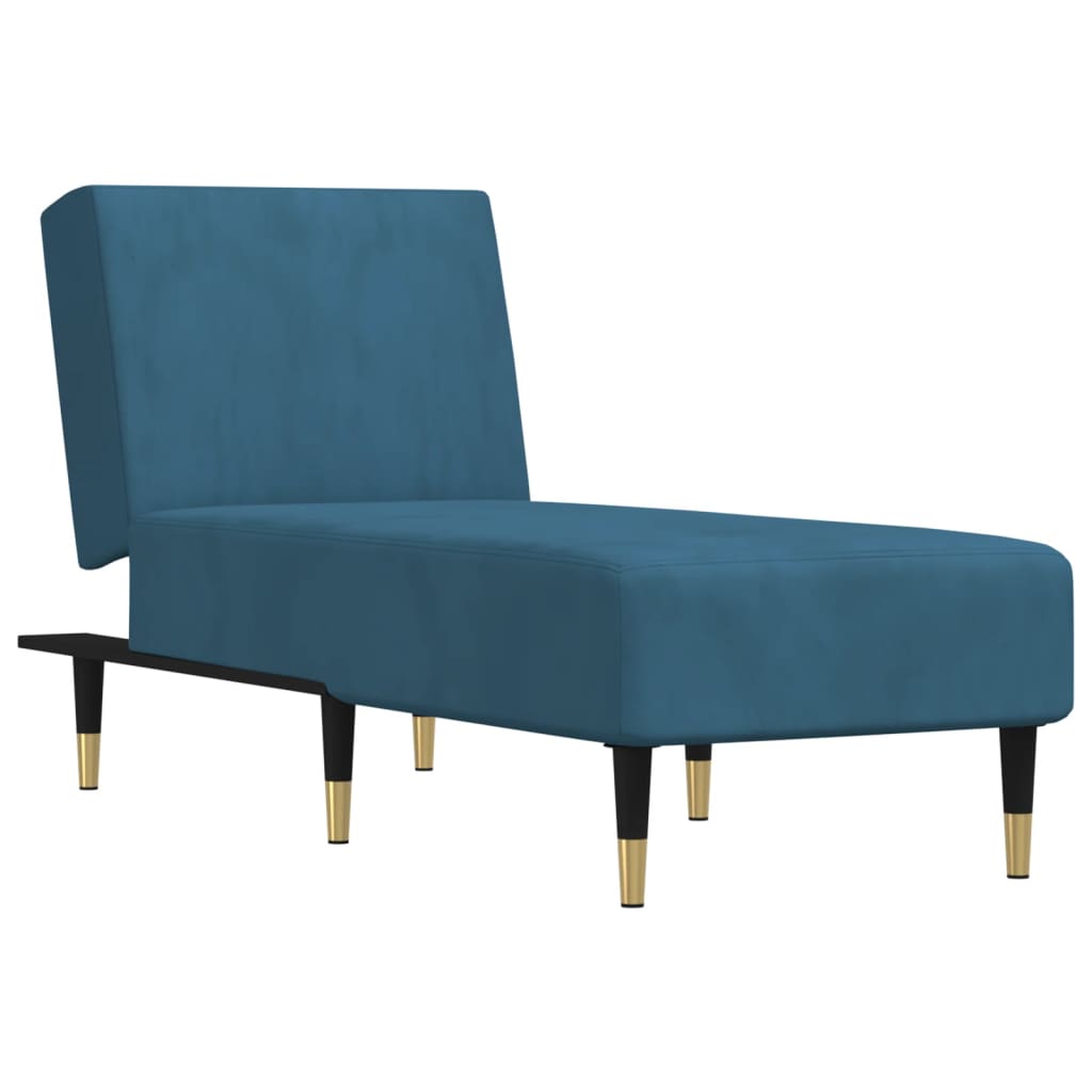 vidaXL Chaise longue bleu velours