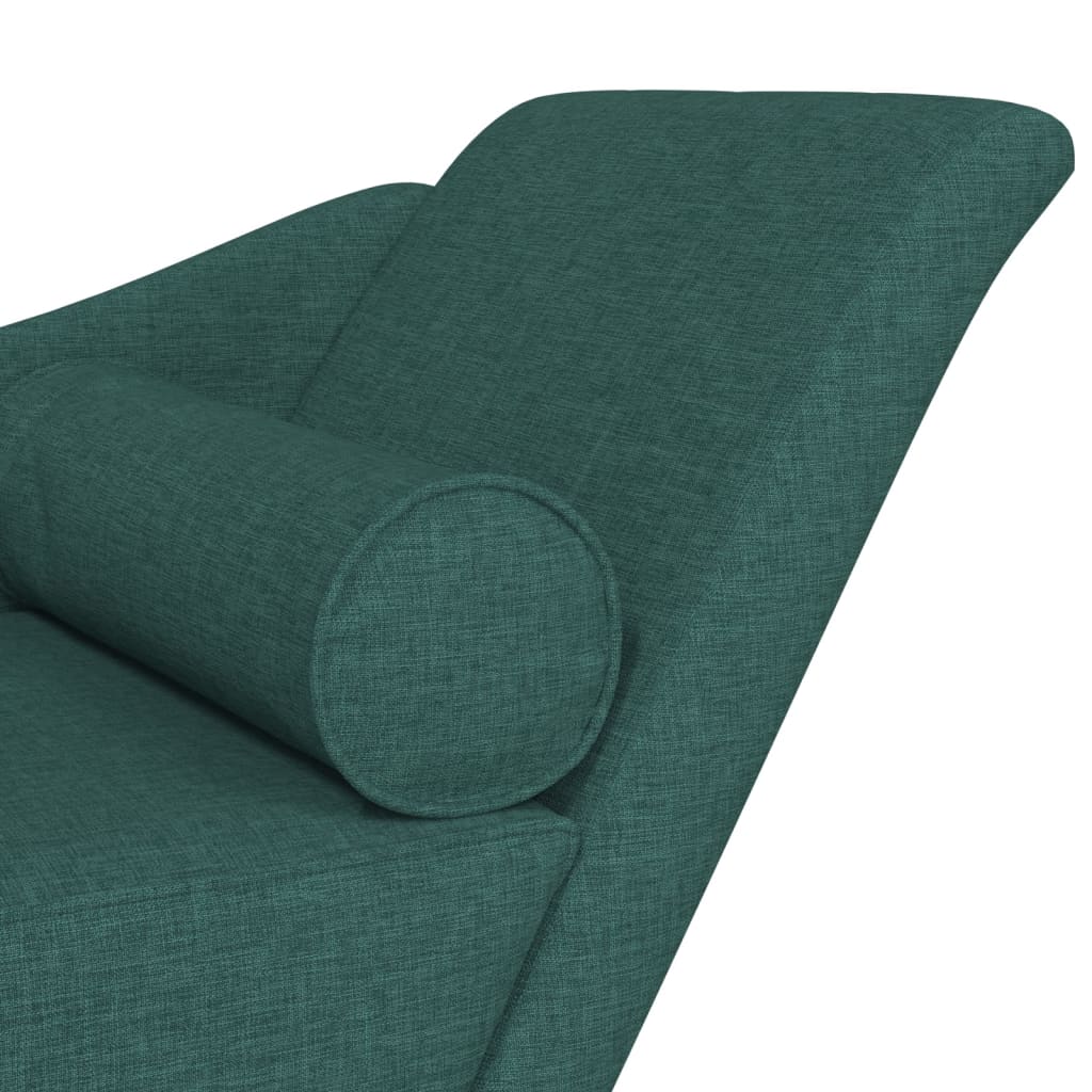 vidaXL Chaise longue avec coussins vert foncé tissu