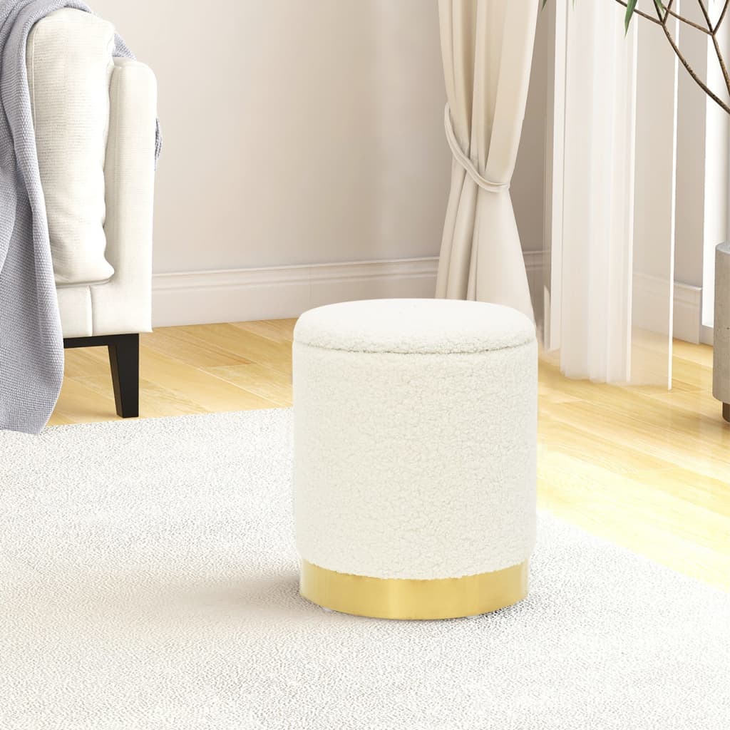 vidaXL Tabouret de rangement rond Blanc Molleton