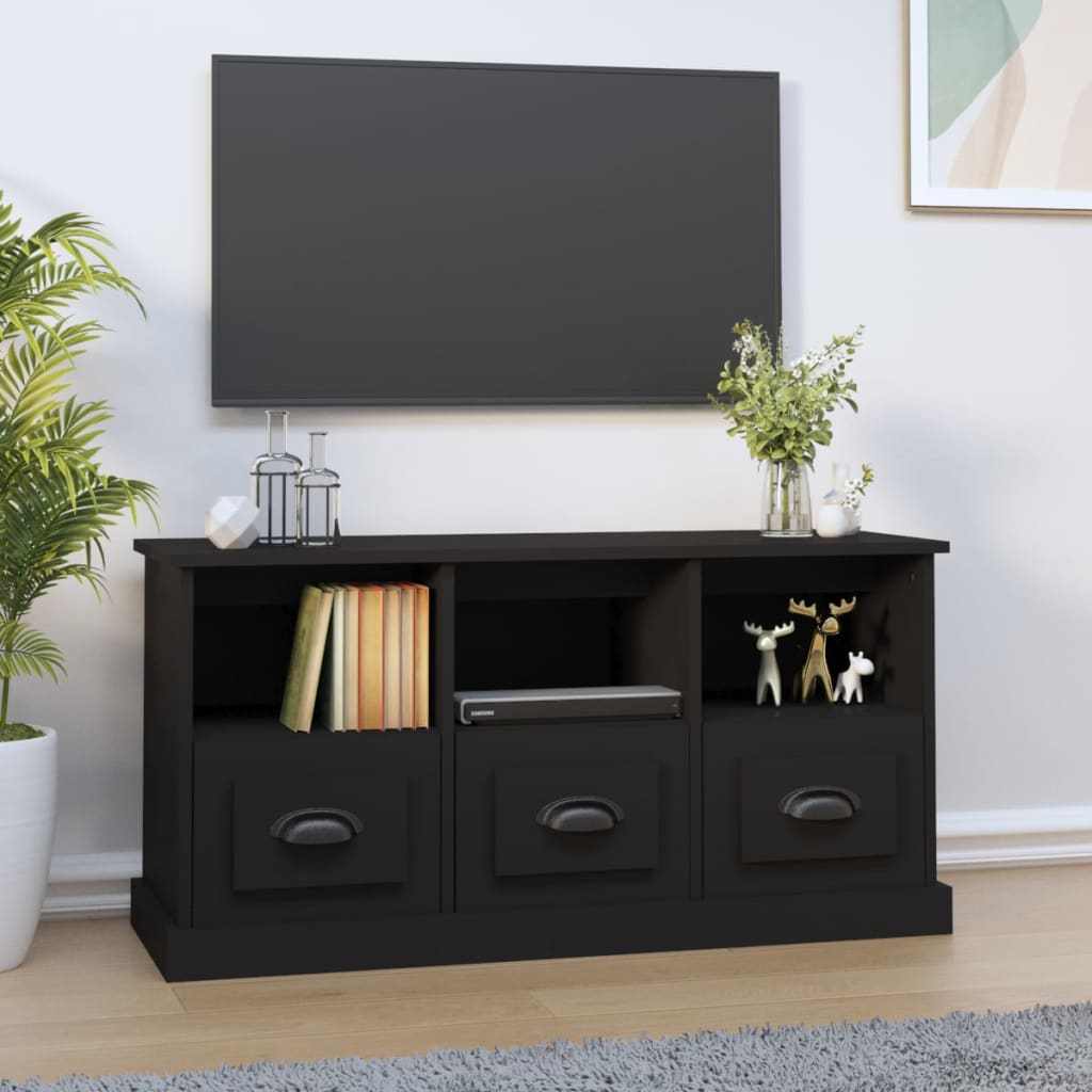 vidaXL Meuble TV noir 100x35x50 cm bois d'ingénierie