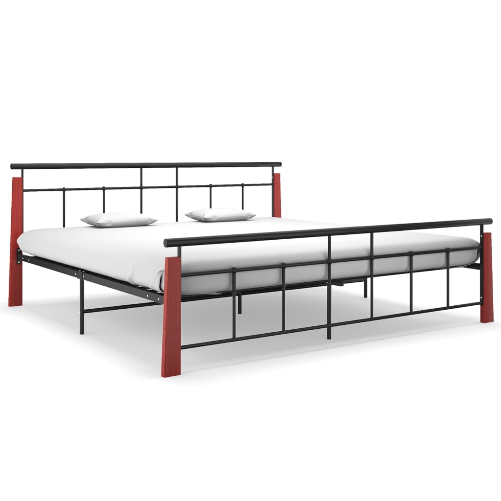 vidaXL Cadre de lit sans matelas métal bois de chêne massif 200x200 cm