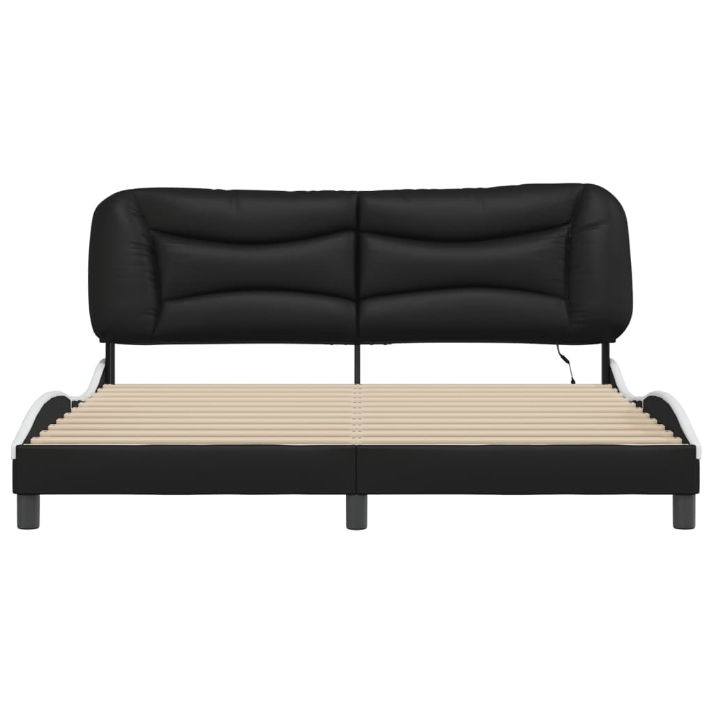 vidaXL Cadre de lit avec LED sans matelas noir et blanc 180x200 cm