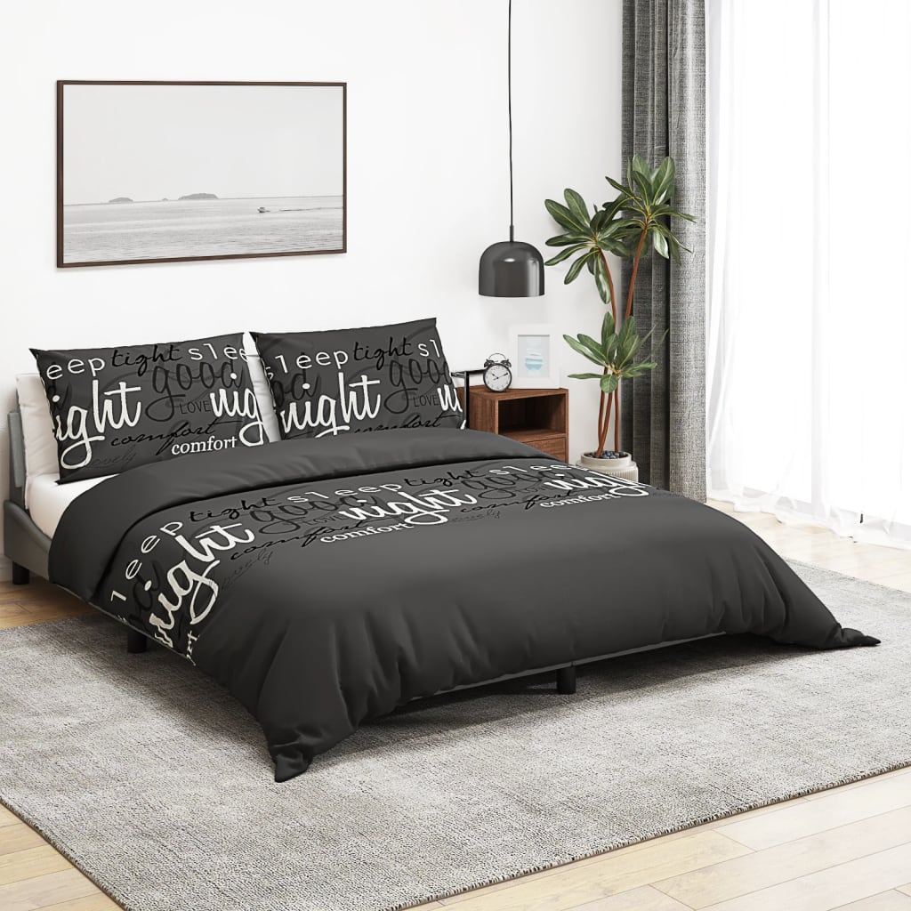 vidaXL Ensemble de housse de couette Noir 135x200 cm Coton