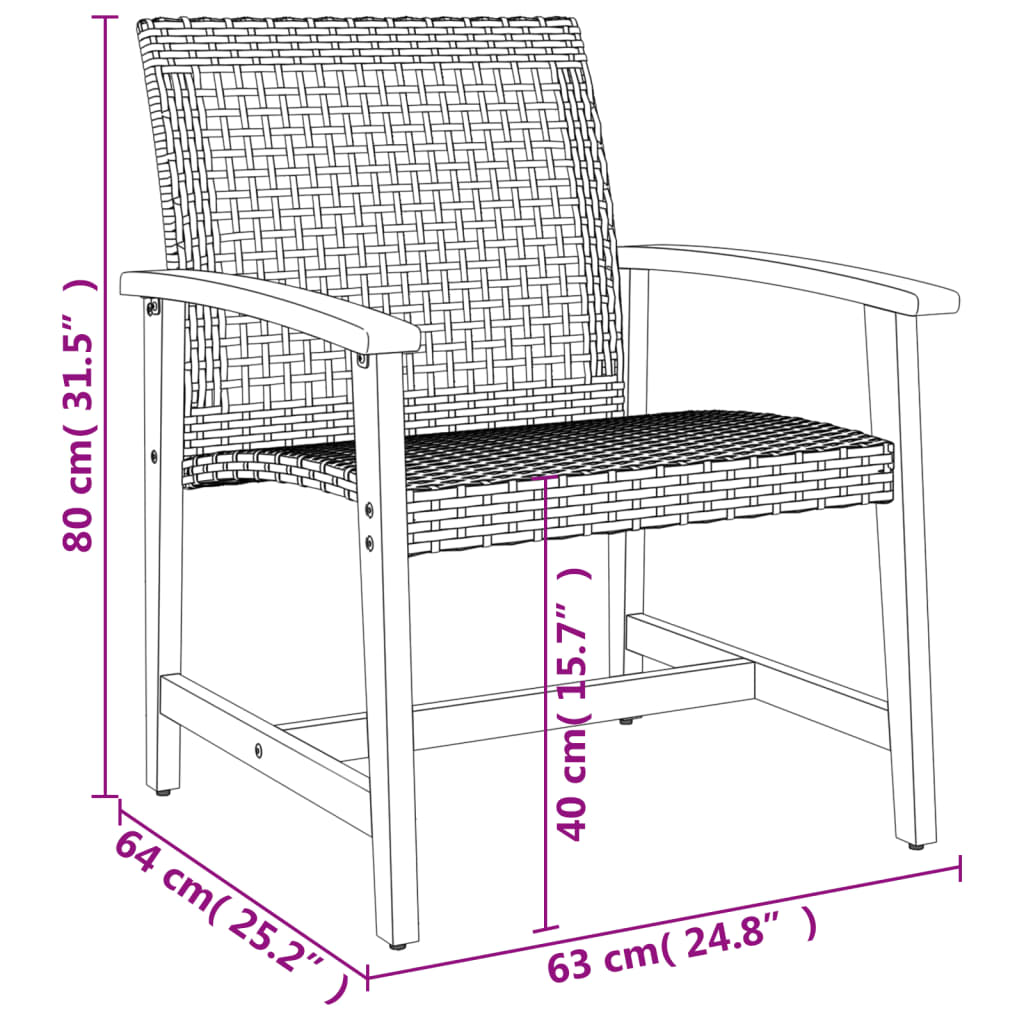 vidaXL Chaises de jardin lot de 2 beige résine tressée bois d’acacia