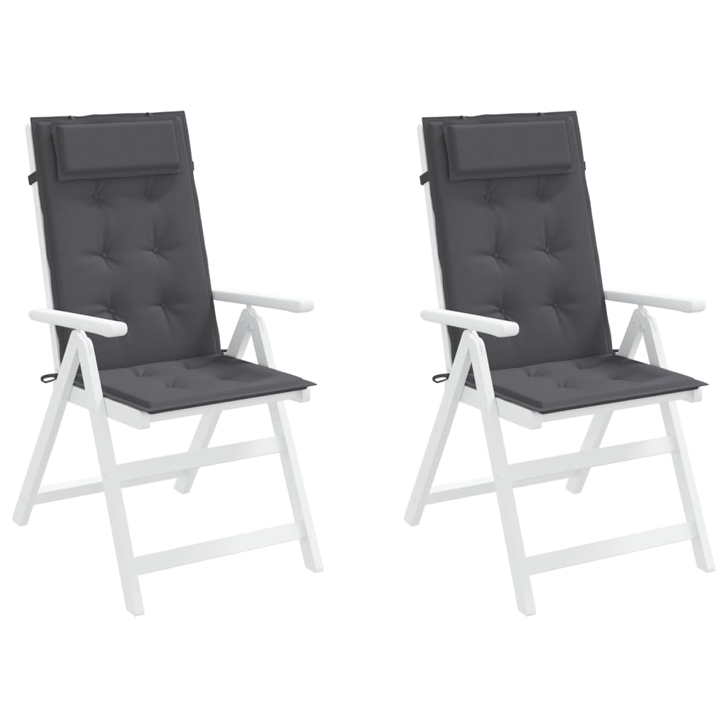 vidaXL Coussins de chaise à dossier haut lot de 2 anthracite