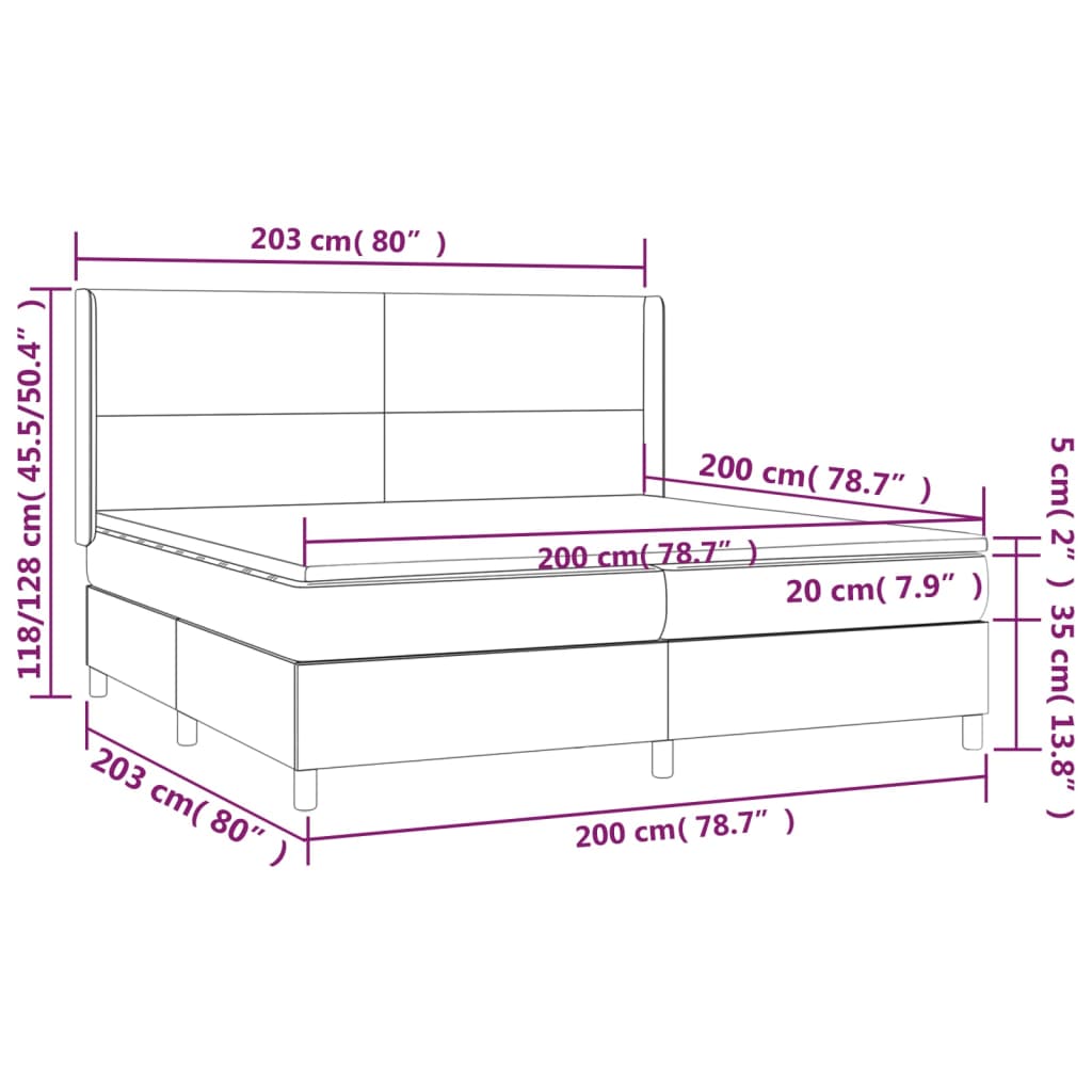 vidaXL Sommier à lattes de lit avec matelas Gris clair 200x200cm Tissu