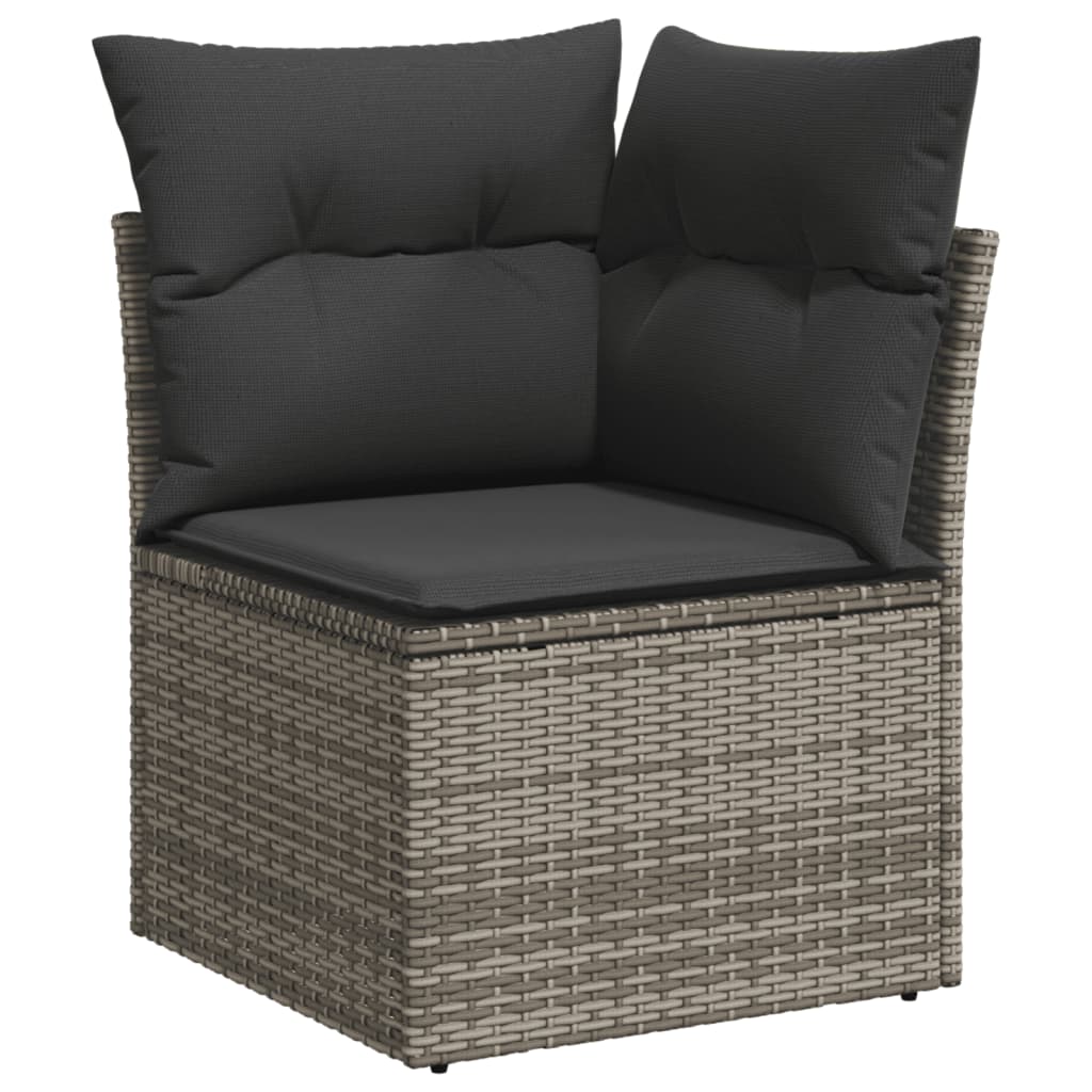 vidaXL Salon de jardin avec coussins 10 pcs gris résine tressée