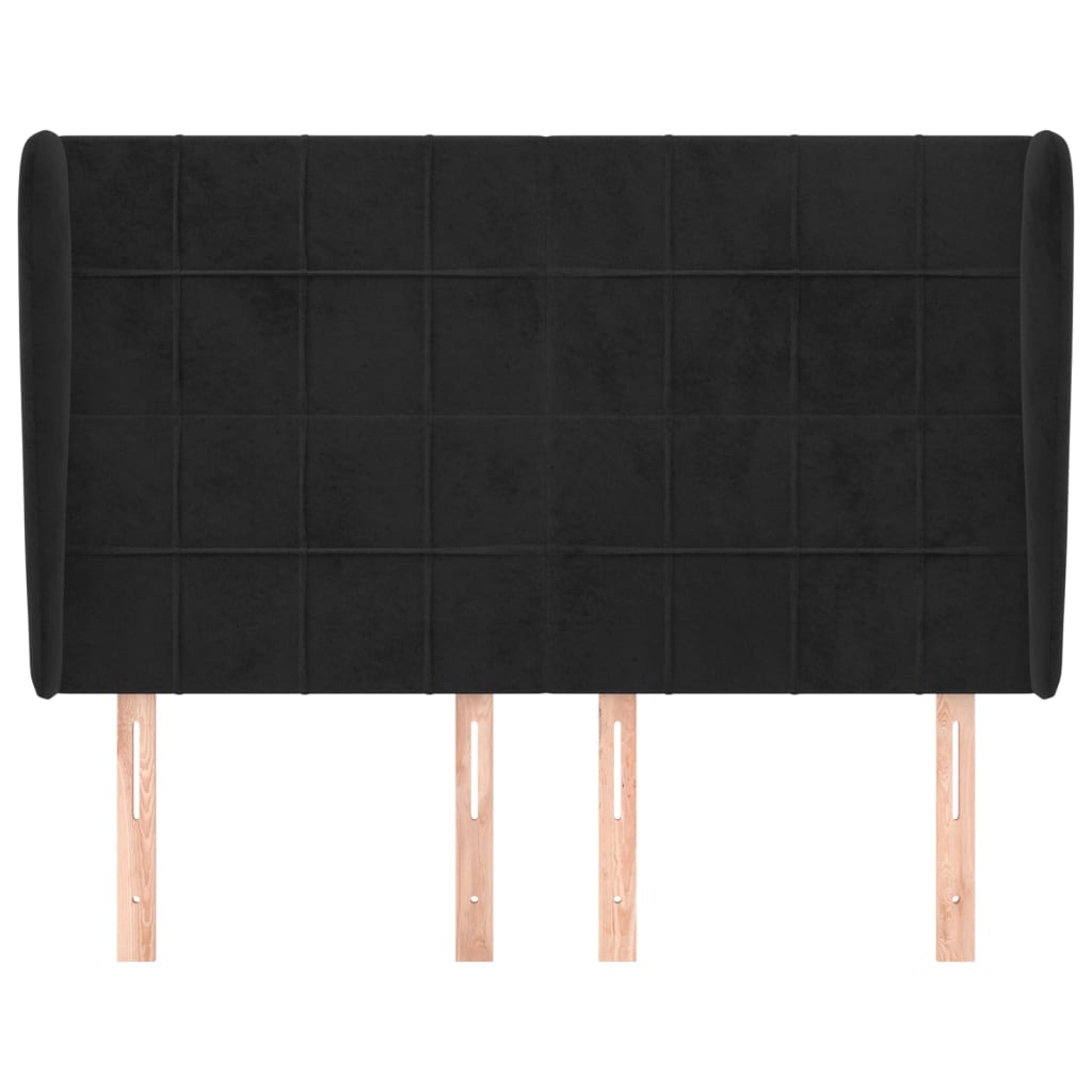 vidaXL Tête de lit avec oreilles Noir 147x23x118/128 cm Velours