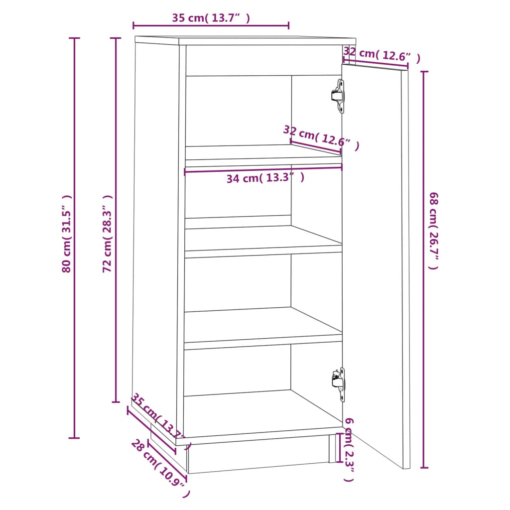 vidaXL Armoire à chaussures Noir 35x35x80 cm Bois de pin massif