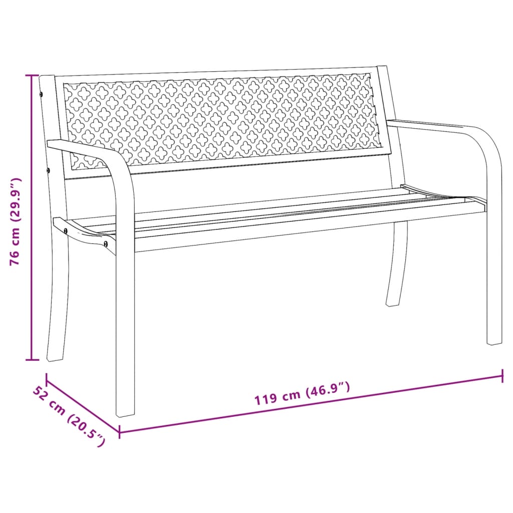 vidaXL Banc de jardin 119 cm noir acier