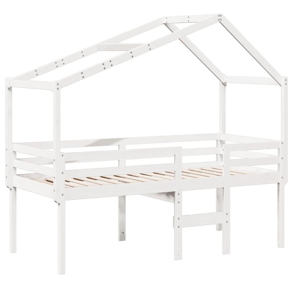 vidaXL Lit haut avec toit blanc 75x190 cm bois de pin massif