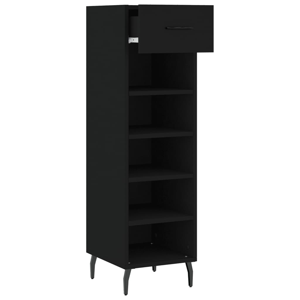 vidaXL Armoire à chaussures noir 30x35x105 cm bois d'ingénierie