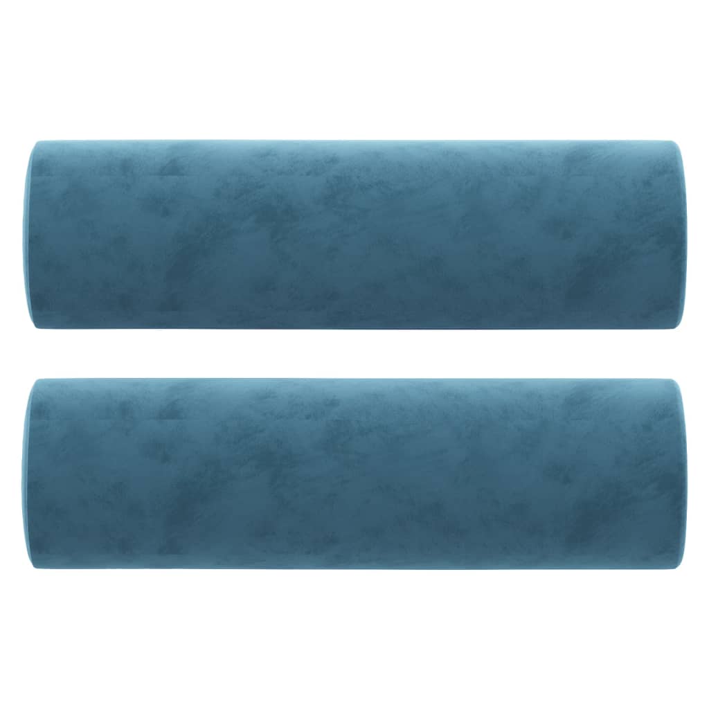 vidaXL Coussins décoratifs lot de 2 Bleu Ø15x50 cm Velours